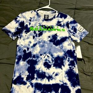 Men's Seattle Seahawks by Michael Strahan College Navy Freestyle Tie-Dye T-Shirt